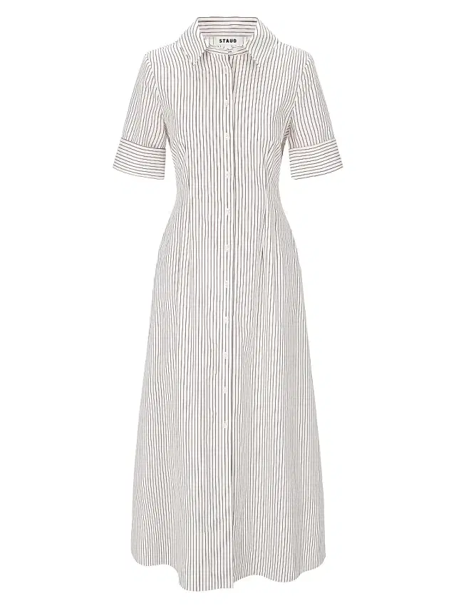 Women's Joan Striped Stretch-Cotton Maxi Shirtdress -  Dark