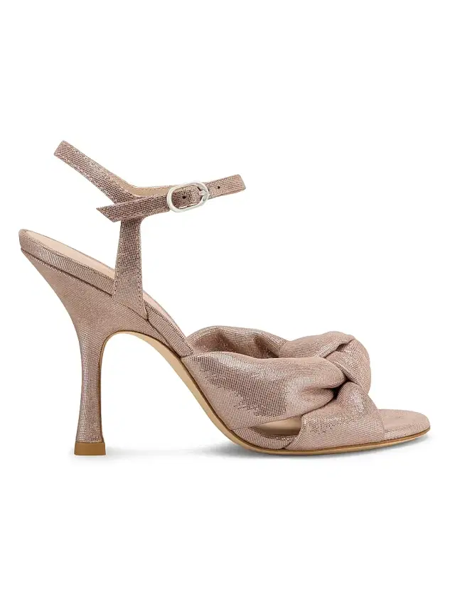 Stuart Weitzman Women's Soplaya 100MM Leather Ankle-Wrap Sandals - Blushful