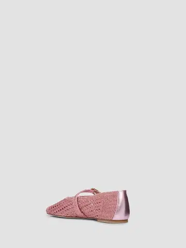 Stuart Weitzman Women's Leora Leather-Trim Crochet Mary Janes - Soft Rose - Size 9.5 | Thumbnail 2