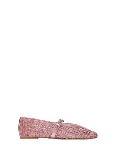 Stuart Weitzman Women's Leora Leather-Trim Crochet Mary Janes - Soft Rose - Size 9.5 | Thumbnail 1