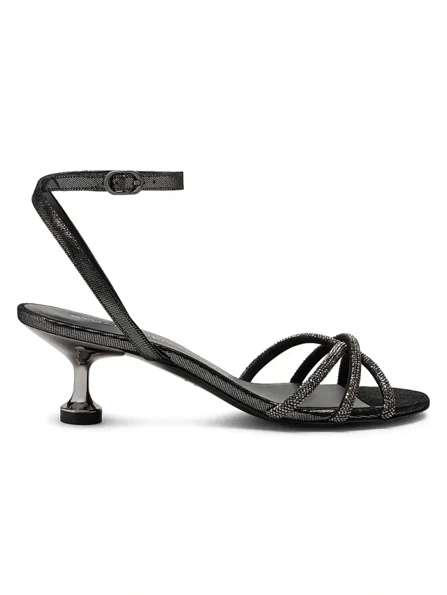 Stuart Weitzman Women's Nudistini 50MM Embellished-Leather Sandals - Gunmetal Graphite
