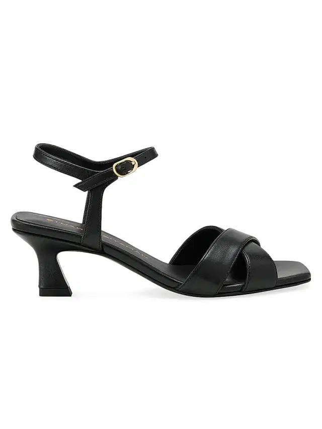 Stuart Weitzman Women's Vinnie 50MM Leather Sandals - Black
