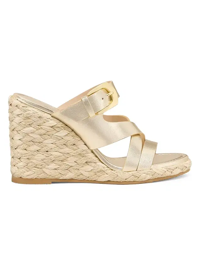 Stuart Weitzman Women's Sai 105MM Espadrille Wedges - Light Gold