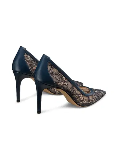 Stuart Weitzman Women's Stuart Power 85MM Floral Lace Leather Pumps - Deep Sea Blue | Thumbnail 3 Stuart Weitzman Women's Stuart Power 85MM Floral Lace Leather Pumps - Deep Sea Blue | Thumbnail 3