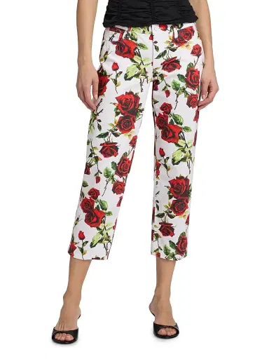 L'AGENCE Women's Blaine Rose-Print Low-Rise Stovepipe Jeans - White Red Romantic Rose | Thumbnail 3 L'AGENCE Women's Blaine Rose-Print Low-Rise Stovepipe Jeans - White Red Romantic Rose | Thumbnail 3