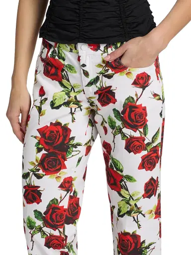 L'AGENCE Women's Blaine Rose-Print Low-Rise Stovepipe Jeans - White Red Romantic Rose | Thumbnail 6 L'AGENCE Women's Blaine Rose-Print Low-Rise Stovepipe Jeans - White Red Romantic Rose | Thumbnail 6