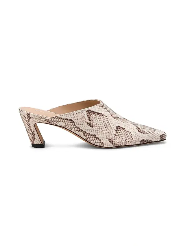 Stuart Weitzman Women's Stassi 50MM Snake-Embossed Leather Mules - Cream