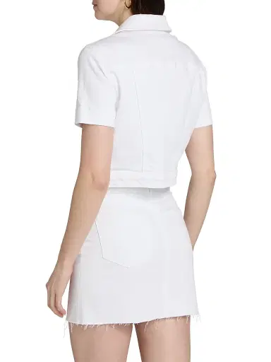 L'Agence Women's Kirstie Stretch Cotton Short-Sleeve Crop Jacket - Blanc - Size Large | Thumbnail 5