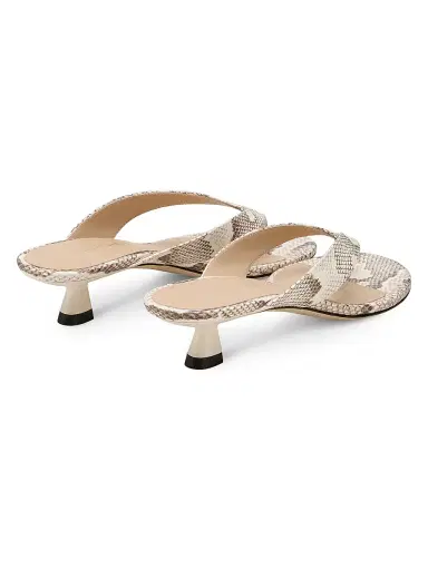 Stuart Weitzman Women's Rio Sleek 35MM Snake-Print Kitten-Heel Sandals - Cream | Thumbnail 3