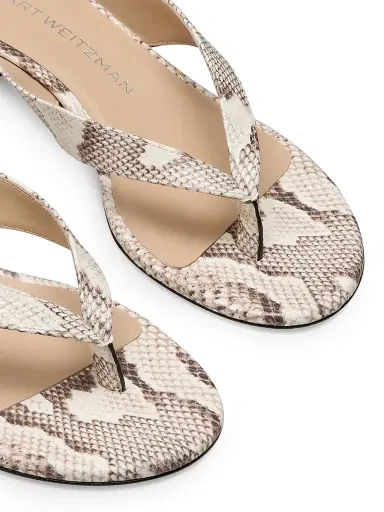 Stuart Weitzman Women's Rio Sleek 35MM Snake-Print Kitten-Heel Sandals - Cream | Thumbnail 4