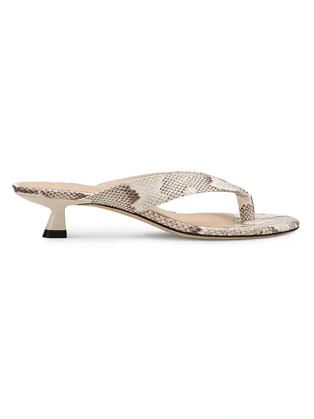 Stuart Weitzman Women's Rio Sleek 35MM Snake-Print Kitten-Heel Sandals - Cream