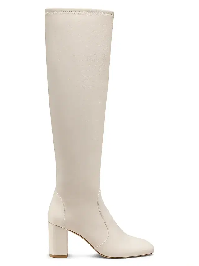Stuart Weitzman Women's Lucie 75MM Leather Boots - Cream