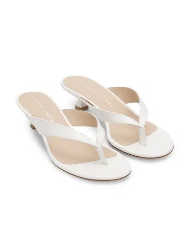 Stuart Weitzman Women's Rio Sleek 35MM Kitten-Heel Sandals - Blanco - Size 9.5 | Thumbnail 2 Stuart Weitzman Women's Rio Sleek 35MM Kitten-Heel Sandals - Blanco - Size 9.5 | Thumbnail 2