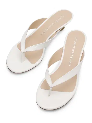 Stuart Weitzman Women's Rio Sleek 35MM Kitten-Heel Sandals - Blanco - Size 9.5 | Thumbnail 4 Stuart Weitzman Women's Rio Sleek 35MM Kitten-Heel Sandals - Blanco - Size 9.5 | Thumbnail 4