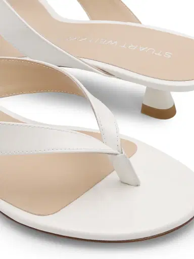 Stuart Weitzman Women's Rio Sleek 35MM Kitten-Heel Sandals - Blanco - Size 9.5 | Thumbnail 5 Stuart Weitzman Women's Rio Sleek 35MM Kitten-Heel Sandals - Blanco - Size 9.5 | Thumbnail 5