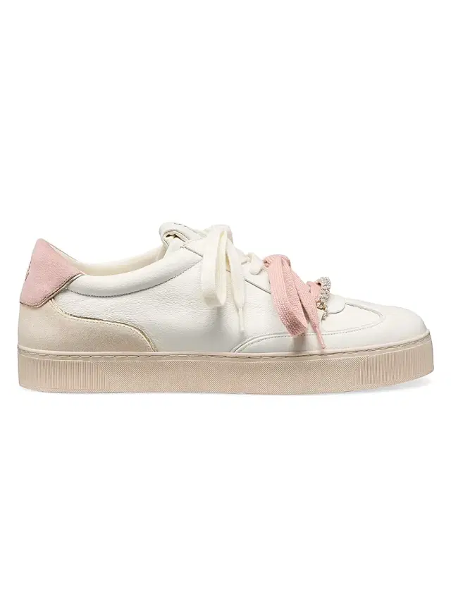 Stuart Weitzman Women's Colton Embellished Leather Low-Top Sneakers - Cream Linen Ballet