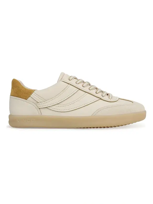 Vince Women's Oasis Contrast-Edge Leather Low-Top Sneakers - Moonlight Golden Desert