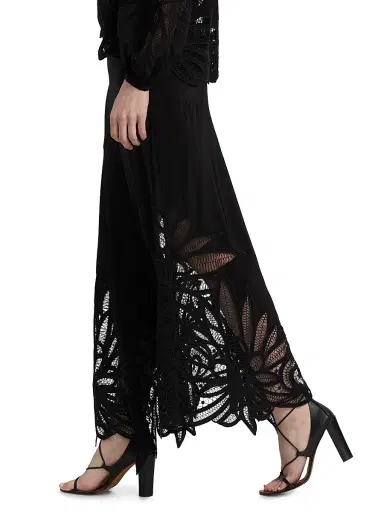 Ulla Johnson Women's Oona Silk Lace-Hem Maxi Skirt - Noir - Size 8 | Thumbnail 4 Ulla Johnson Women's Oona Silk Lace-Hem Maxi Skirt - Noir - Size 8 | Thumbnail 4