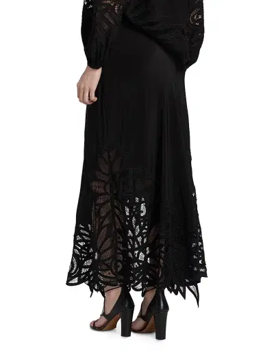 Ulla Johnson Women's Oona Silk Lace-Hem Maxi Skirt - Noir - Size 8 | Thumbnail 5 Ulla Johnson Women's Oona Silk Lace-Hem Maxi Skirt - Noir - Size 8 | Thumbnail 5