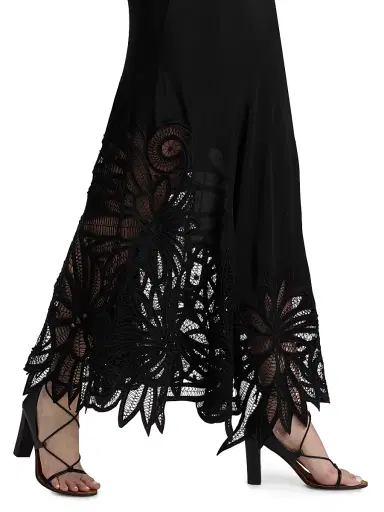 Ulla Johnson Women's Oona Silk Lace-Hem Maxi Skirt - Noir - Size 8 | Thumbnail 6 Ulla Johnson Women's Oona Silk Lace-Hem Maxi Skirt - Noir - Size 8 | Thumbnail 6