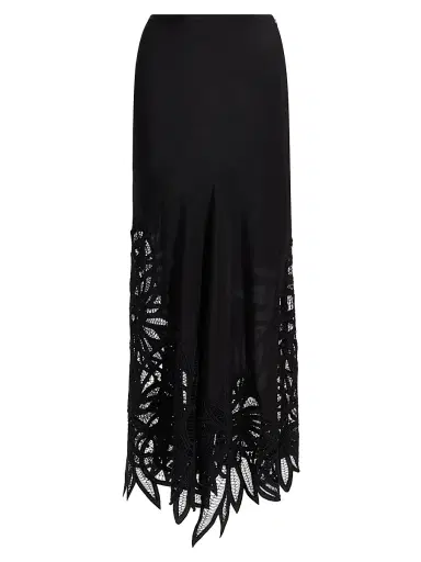 Ulla Johnson Women's Oona Silk Lace-Hem Maxi Skirt - Noir - Size 8 | Thumbnail 1 Ulla Johnson Women's Oona Silk Lace-Hem Maxi Skirt - Noir - Size 8 | Thumbnail 1
