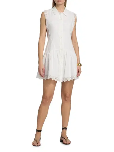 Frame Women's The Embroidered Day Minidress - White - Size Large | Thumbnail 2