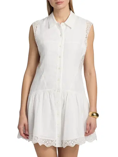 Frame Women's The Embroidered Day Minidress - White - Size Large | Thumbnail 3