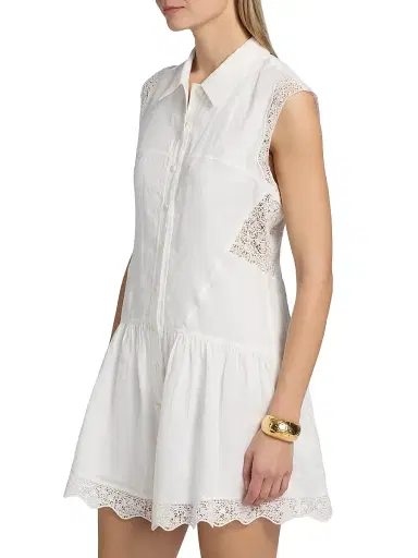 Frame Women's The Embroidered Day Minidress - White - Size Large | Thumbnail 4