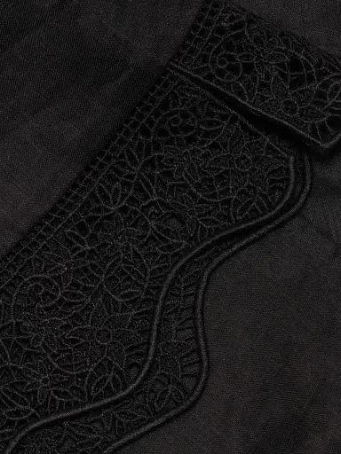 Frame Women's The Embroidered Seaside Lace-Trim Button-Front Shirt - Black - Size Large | Thumbnail 7