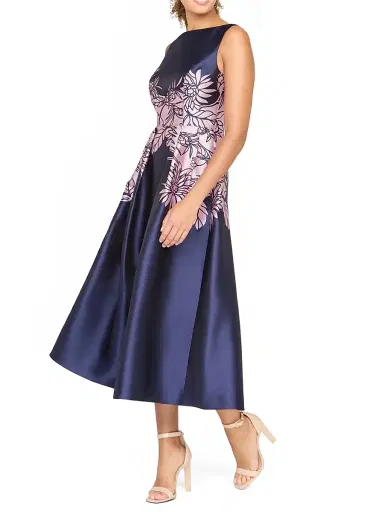 Kay Unger Women's Evaline Satin Tea-Length Dress | Thumbnail 3