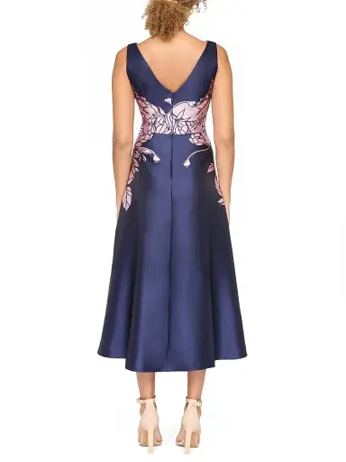 Kay Unger Women's Evaline Satin Tea-Length Dress | Thumbnail 4