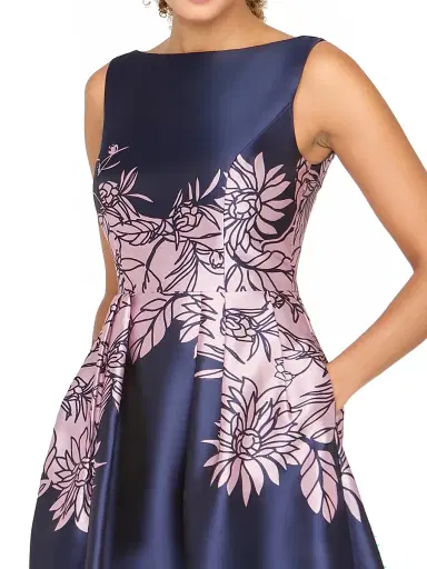 Kay Unger Women's Evaline Satin Tea-Length Dress | Thumbnail 5