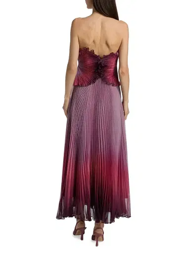 AMUR Women's Delyth Pleated Strapless Tea-Length Dress - Ombre Petal | Thumbnail 5