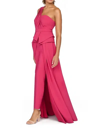 Kay Unger Women's Everette One-Shoulder Walk-Thru Jumpsuit | Thumbnail 3