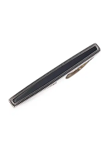 Link Up Men's Onyx Dotted Frame Tie Bar | Thumbnail 1 Link Up Men's Onyx Dotted Frame Tie Bar | Thumbnail 1