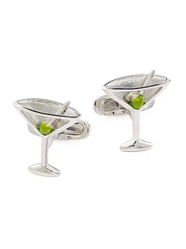 Link Up Men's Martini GlassSilver-Plated Brass Cufflinks | Thumbnail 1 Link Up Men's Martini GlassSilver-Plated Brass Cufflinks | Thumbnail 1