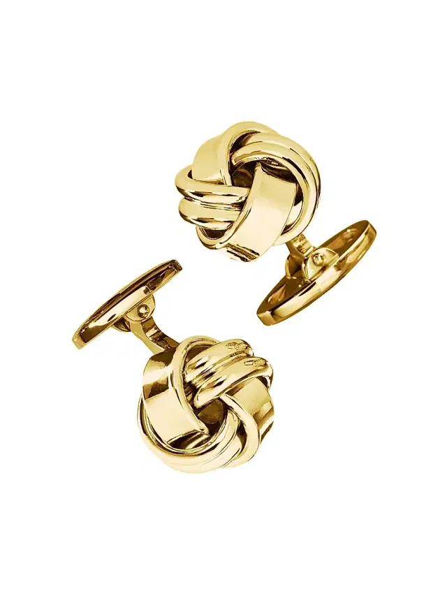Jan Leslie Men's Classic Knot 24K-Yellow-Gold Vermeil Cufflinks - Gold