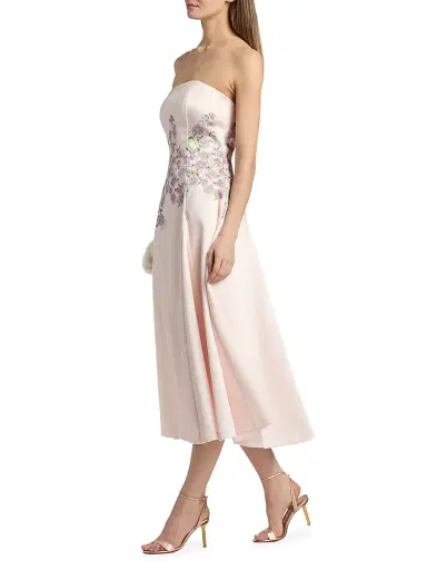 Kay Unger Women's Tabitha Floral Tea-Length Strapless Cocktail Dress - Delicate Pink | Thumbnail 2