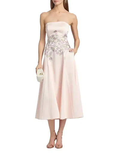 Kay Unger Women's Tabitha Floral Tea-Length Strapless Cocktail Dress - Delicate Pink | Thumbnail 3