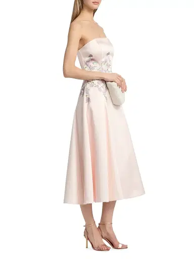 Kay Unger Women's Tabitha Floral Tea-Length Strapless Cocktail Dress - Delicate Pink | Thumbnail 4