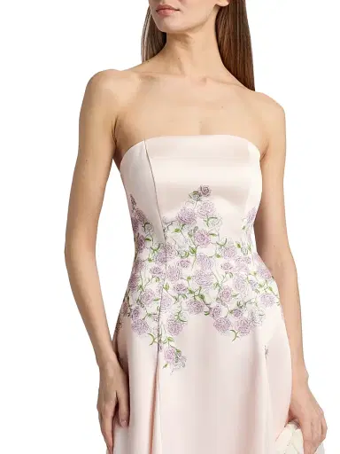 Kay Unger Women's Tabitha Floral Tea-Length Strapless Cocktail Dress - Delicate Pink | Thumbnail 6