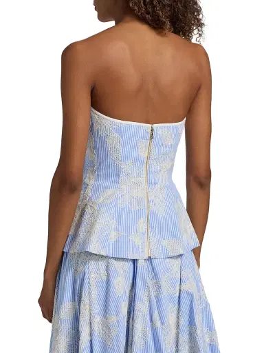 Markarian Women's Lola Floral-Embroidered Pinstripe Peplum Top | Thumbnail 5 Markarian Women's Lola Floral-Embroidered Pinstripe Peplum Top | Thumbnail 5