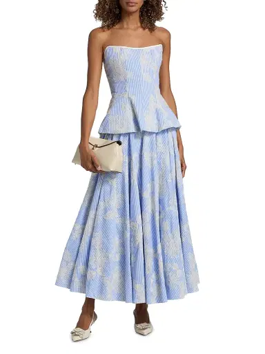 Markarian Women's Soleil Floral-Embroidered Pinstripe Midi-Skirt | Thumbnail 2 Markarian Women's Soleil Floral-Embroidered Pinstripe Midi-Skirt | Thumbnail 2