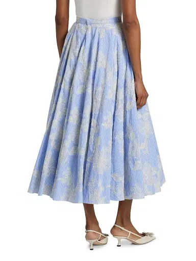Markarian Women's Soleil Floral-Embroidered Pinstripe Midi-Skirt | Thumbnail 5 Markarian Women's Soleil Floral-Embroidered Pinstripe Midi-Skirt | Thumbnail 5