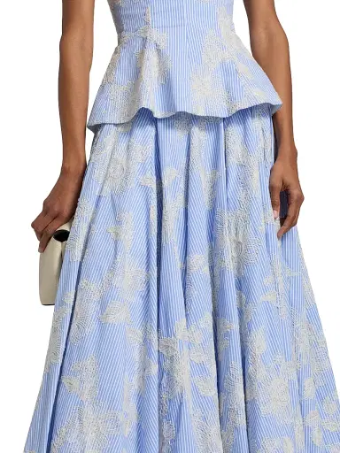 Markarian Women's Soleil Floral-Embroidered Pinstripe Midi-Skirt | Thumbnail 6 Markarian Women's Soleil Floral-Embroidered Pinstripe Midi-Skirt | Thumbnail 6