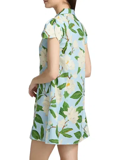 VERANDAH Women's Pushpanjali Magnolia Petal-Sleeve Minidress - Ice Blue Magnolia - Size Large | Thumbnail 5 VERANDAH Women's Pushpanjali Magnolia Petal-Sleeve Minidress - Ice Blue Magnolia - Size Large | Thumbnail 5