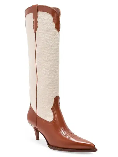 Partlow Women's Lucile Leather & Canvas Cowbow Boots | Thumbnail 2 Partlow Women's Lucile Leather & Canvas Cowbow Boots | Thumbnail 2