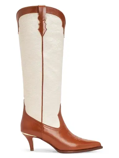 Partlow Women's Lucile Leather & Canvas Cowbow Boots | Thumbnail 1 Partlow Women's Lucile Leather & Canvas Cowbow Boots | Thumbnail 1