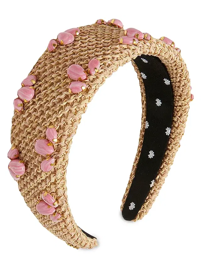 Lele Sadoughi Women's Palm Beach Brigitte Trilogy Stone Headband - Coral Raffia