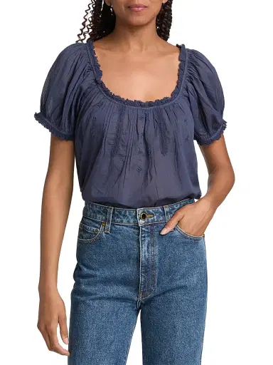 DÔEN Women's Frederica Cotton Top - Adriatic | Thumbnail 3 DÔEN Women's Frederica Cotton Top - Adriatic | Thumbnail 3